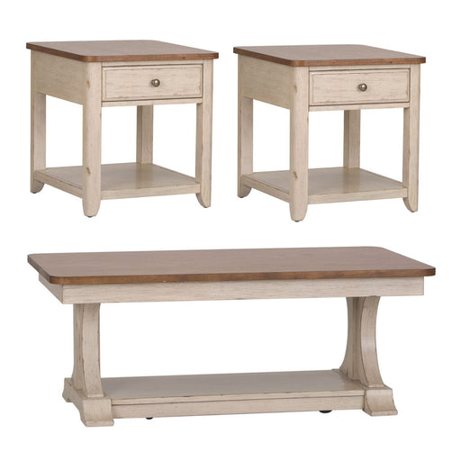 Farmhouse Reimagined 3 Piece Set (1-Cocktail 2-End Tables) - Plourde Furniture Co (Caribou, ME)