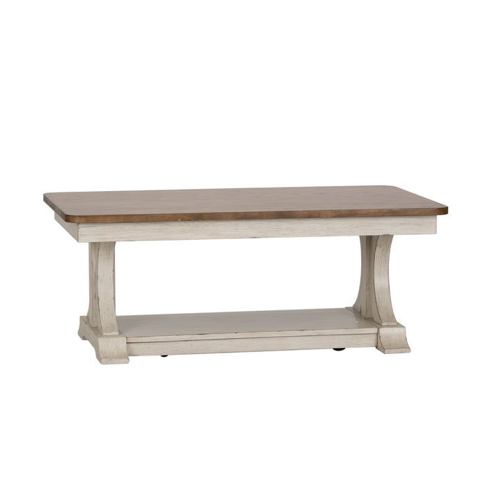 Farmhouse Reimagined Rectangular Cocktail Table in Antique White - Plourde Furniture Co (Caribou, ME)