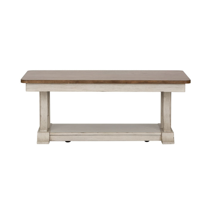Farmhouse Reimagined Rectangular Cocktail Table in Antique White - Plourde Furniture Co (Caribou, ME)