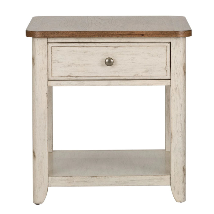 Farmhouse Reimagined End Table with Basket in Antique White image
