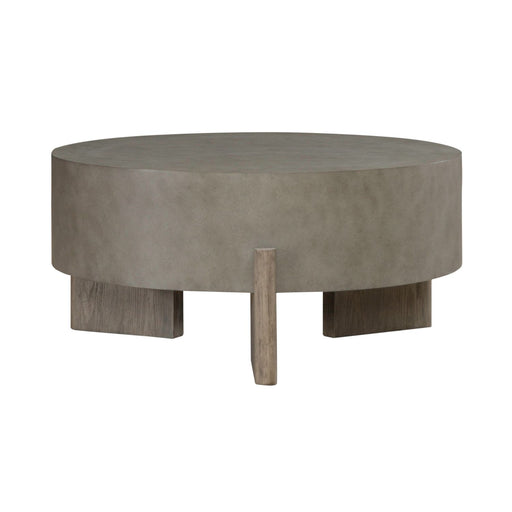 Affinity Round Cocktail Table in Dusty Taupe with Concrete Top - Plourde Furniture Co (Caribou, ME)
