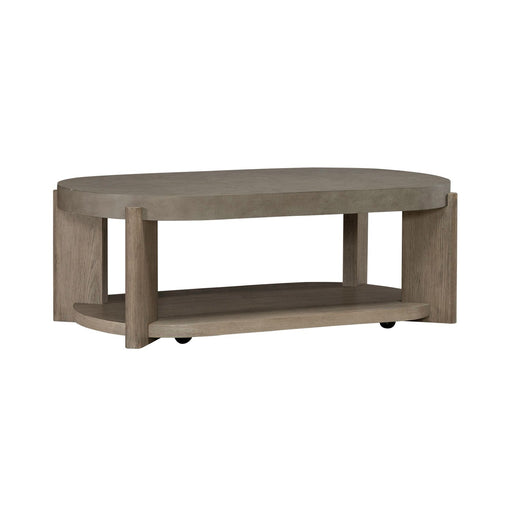 Affinity Oval Cocktail Table in Dusty Taupe with Concrete Top - Plourde Furniture Co (Caribou, ME)