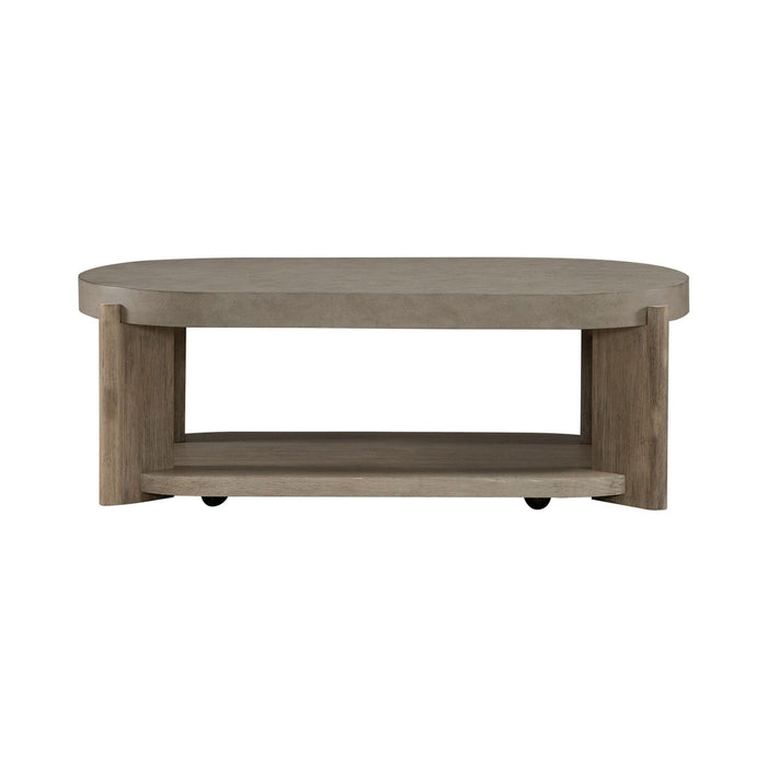 Affinity Oval Cocktail Table in Dusty Taupe with Concrete Top - Plourde Furniture Co (Caribou, ME)