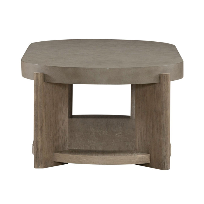 Affinity Oval Cocktail Table in Dusty Taupe with Concrete Top - Plourde Furniture Co (Caribou, ME)