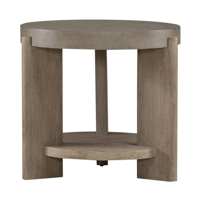 Affinity Round End Table in Dusty Taupe with Concrete Top - Plourde Furniture Co (Caribou, ME)