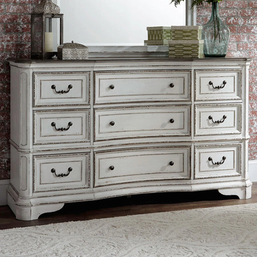 Magnolia Manor Leg 9 Drawer Dresser in Antique White image