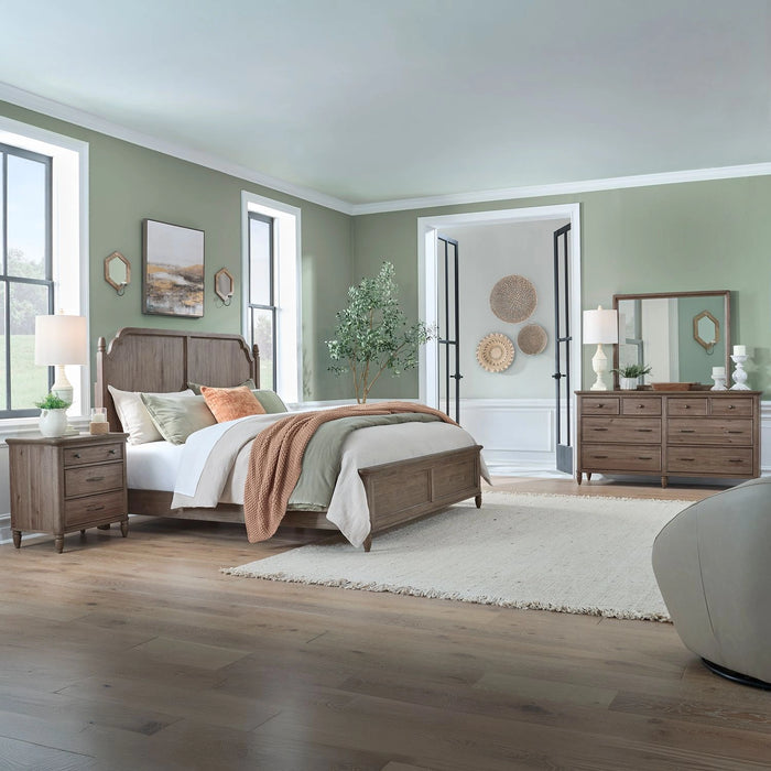 Hickory Grove Panel Bed, Dresser & Mirror, Night Stand image