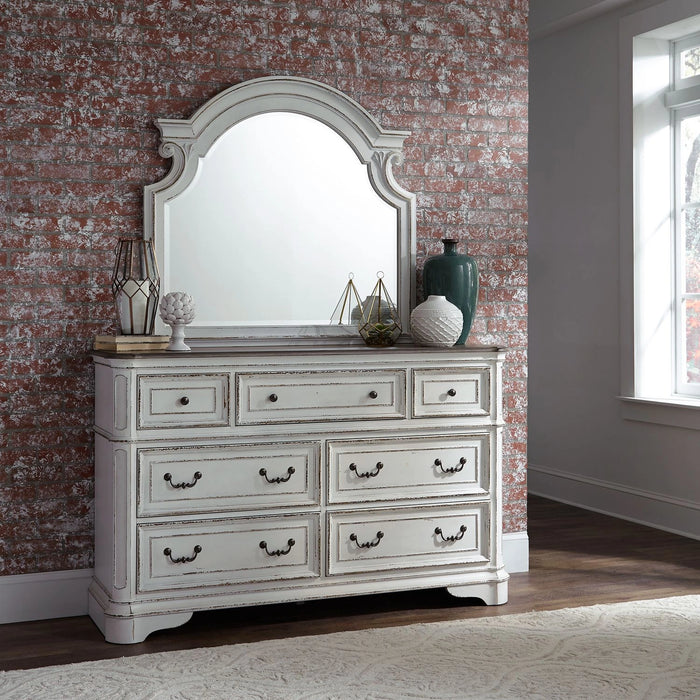 Magnolia Manor Panel Bed, Dresser & Mirror, Chest image
