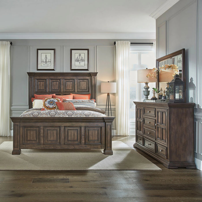 Big Valley King Panel Bed, Dresser & Mirror image