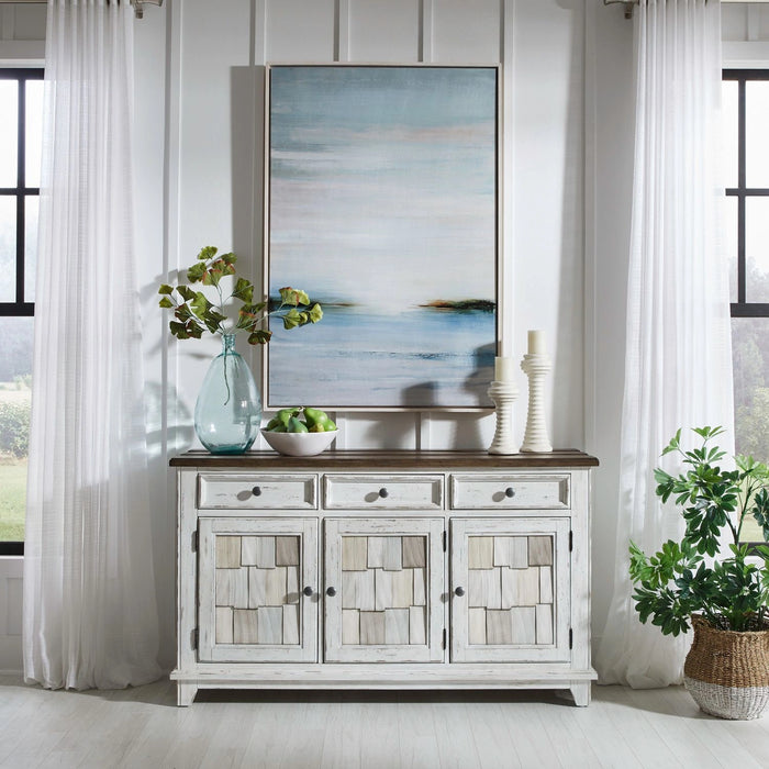 River Place Accent Server in Riverstone White & Tobacco image