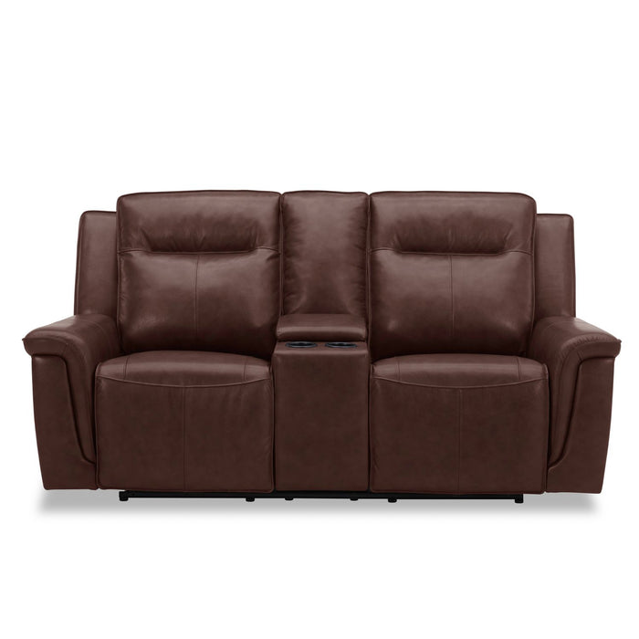 Avery Loveseat w/Console P2 - Cognac - Plourde Furniture Co (Caribou, ME)