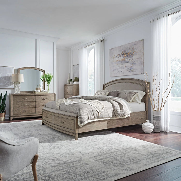 Avalon King Uph Storage Bed, Dresser & Mirror, Chest image