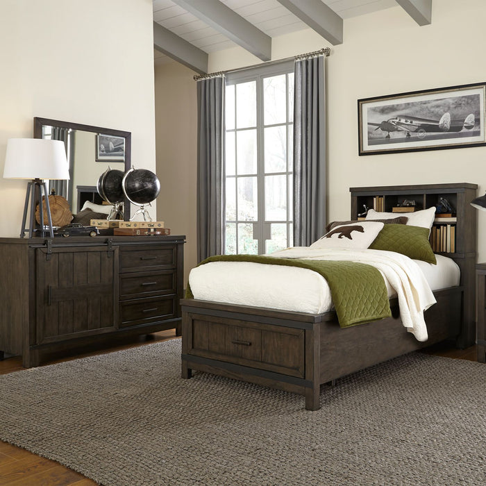 Thornwood Hills Full Bookcase Bed in Rock Beaten Gray - Plourde Furniture Co (Caribou, ME)