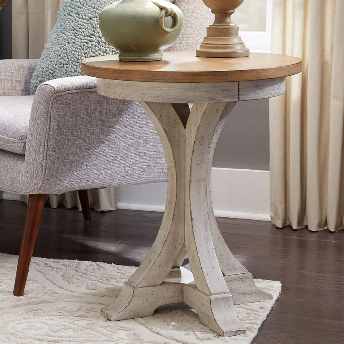 Farmhouse Reimagined Round Chair Side Table in Antique White image
