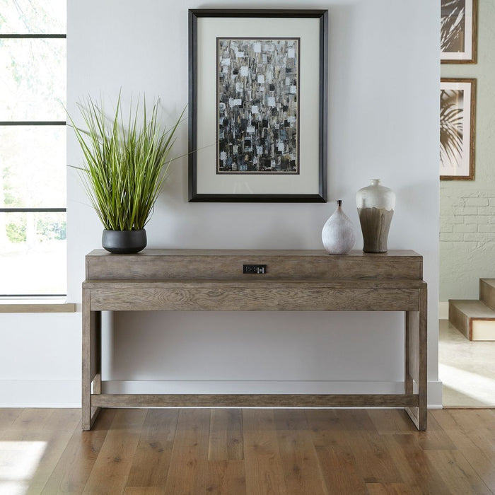 Liberty Furniture Bartlett Field Console Bar Table in Dusty Taupe