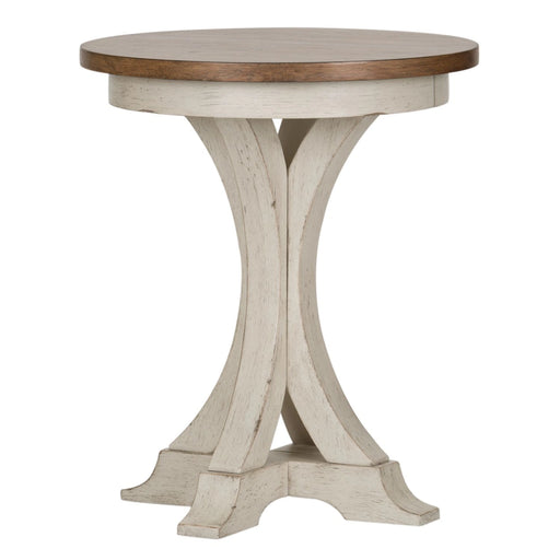 Farmhouse Reimagined Round Chair Side Table in Antique White image