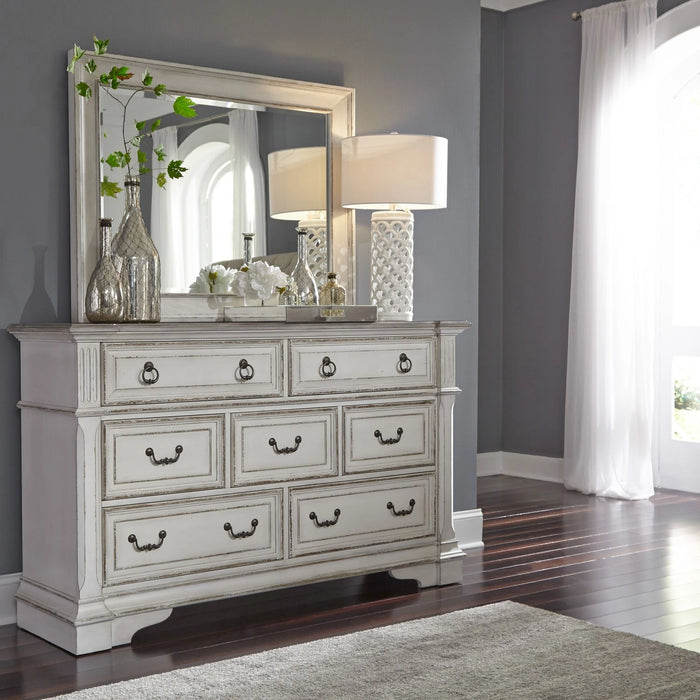 Abbey Park King California Panel Bed, Dresser & Mirror, Night Stand image