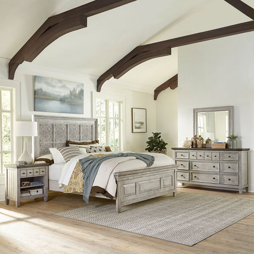 Heartland King Opt California Panel Bed, Dresser & Mirror, Night Stand image