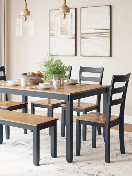 Gesthaven Dining Table with 4 Chairs and Bench (Set of 6)
