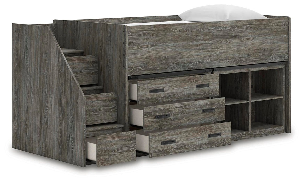 Frandern Loft Bed with Bookcase and Drawer Storage