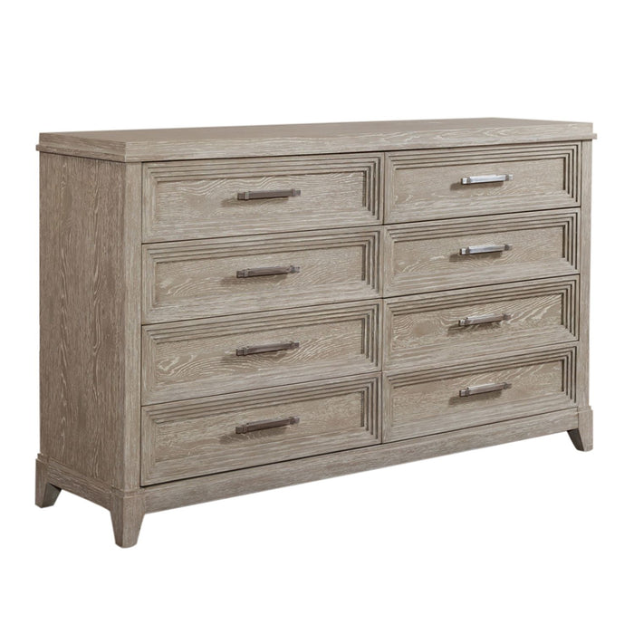 Belmar 8 Drawer Dresser in Washed Taupe and Silver Champagne - Plourde Furniture Co (Caribou, ME)