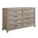 Belmar 8 Drawer Dresser in Washed Taupe and Silver Champagne - Plourde Furniture Co (Caribou, ME)