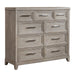 Belmar 9 Drawer Bureau Dresser in Washed Taupe and Silver Champagne - Plourde Furniture Co (Caribou, ME)