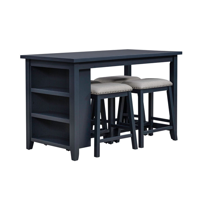 Brook Creek 5 Piece Counter Set- Navy - Plourde Furniture Co (Caribou, ME)