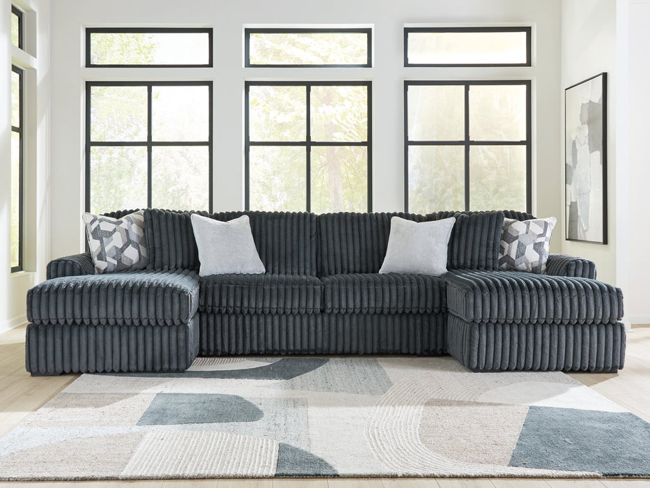 Midnight-Madness Double Chaise 3-Piece Sectional - Plourde Furniture Co (Caribou, ME)