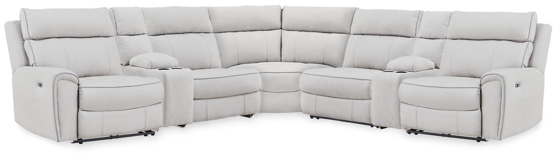 Social Pointe Reclining Sectional with Storage Consoles - Plourde Furniture Co (Caribou, ME)