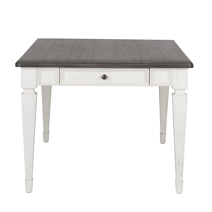 Allyson Park Rectangular Leg Table in White with Charcoal image