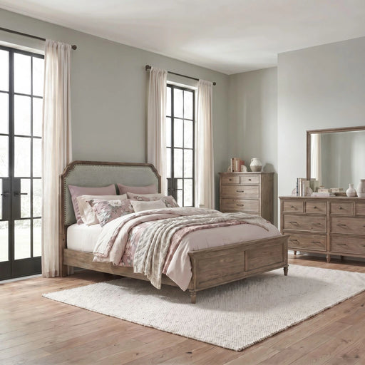 Hickory Grove California Uph Bed, Dresser & Mirror, Chest image