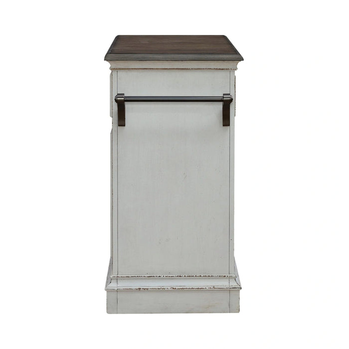 Magnolia Manor Bar Cart in Antique White & Weathered Bark EST SHIP TIME APPX 4 WEEKS image