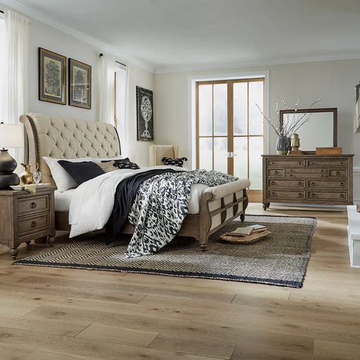 Americana Farmhouse King California Sleigh Bed, Dresser & Mirror, Night Stand image