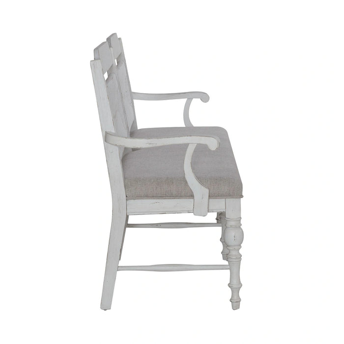River Place Panel Back Bench in Riverstone White & Tobacco image
