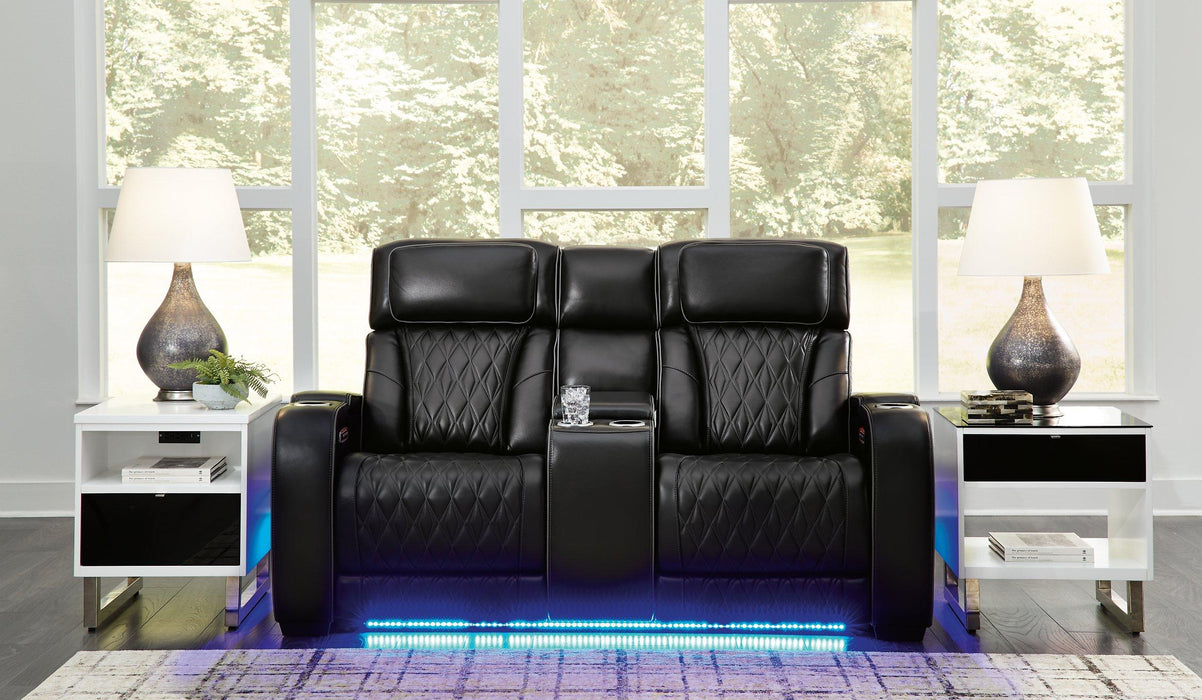 Boyington Power Reclining Loveseat with Console - Plourde Furniture Co (Caribou, ME)
