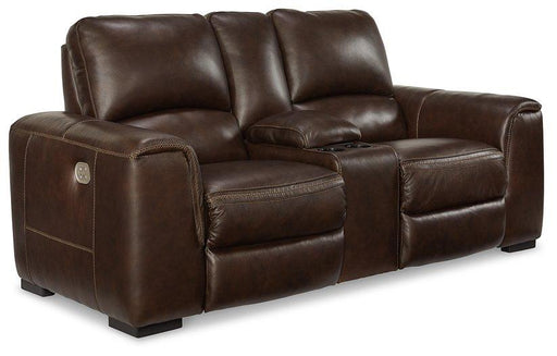 Alessandro Power Reclining Loveseat with Console - Plourde Furniture Co (Caribou, ME)