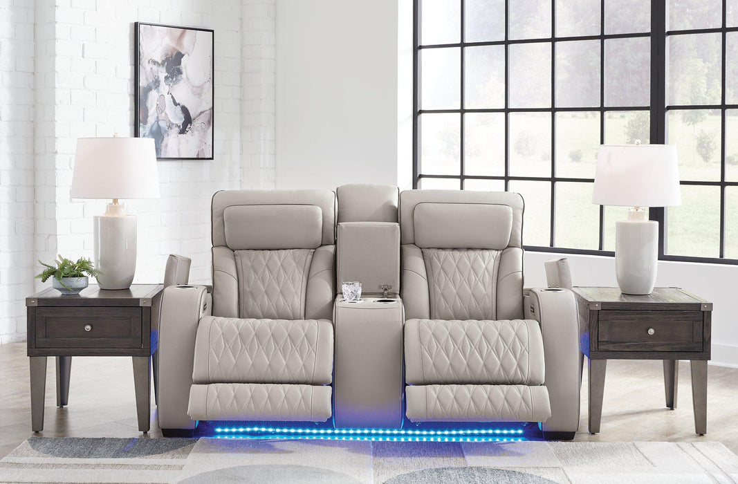 Boyington Power Reclining Loveseat with Console - Plourde Furniture Co (Caribou, ME)