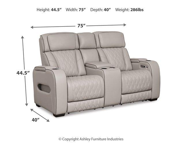 Boyington Power Reclining Loveseat with Console - Plourde Furniture Co (Caribou, ME)