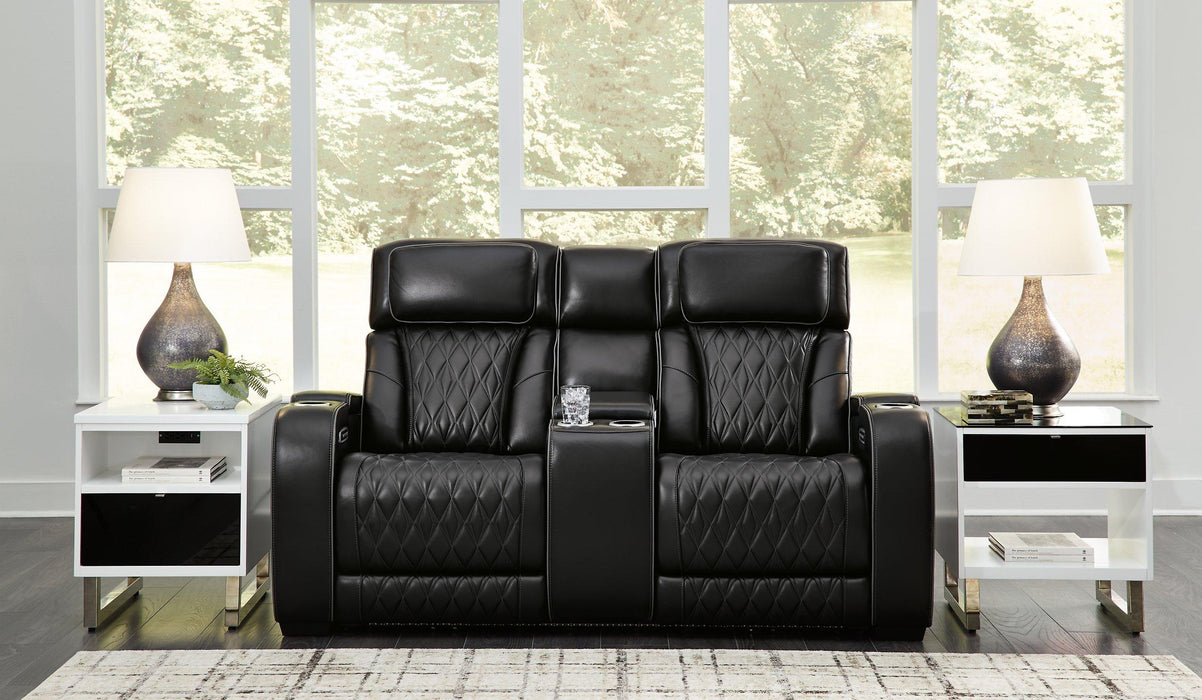 Boyington Power Reclining Loveseat with Console - Plourde Furniture Co (Caribou, ME)