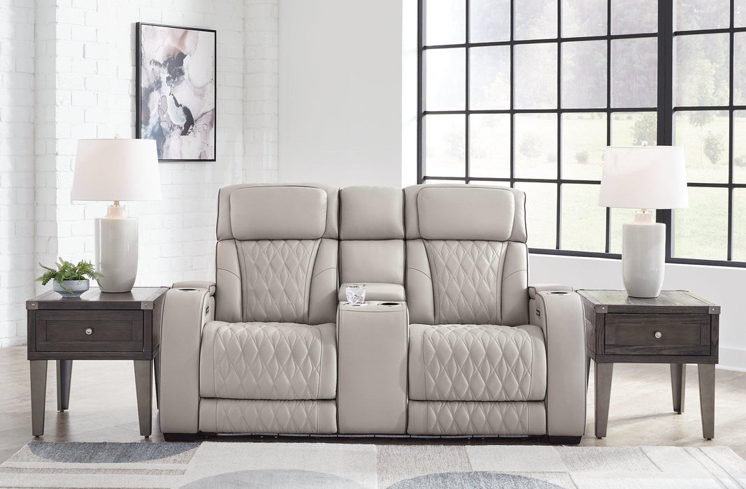 Boyington Power Reclining Loveseat with Console - Plourde Furniture Co (Caribou, ME)