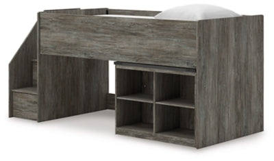 Frandern Loft Bed with Bookcase Storage - Plourde Furniture Co (Caribou, ME)