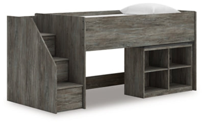 Frandern Loft Bed with Bookcase Storage - Plourde Furniture Co (Caribou, ME)
