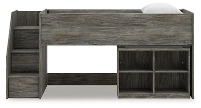 Frandern Loft Bed with Bookcase Storage - Plourde Furniture Co (Caribou, ME)