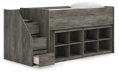 Frandern Loft Bed with Bookcase Storage - Plourde Furniture Co (Caribou, ME)