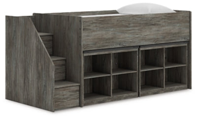 Frandern Loft Bed with Bookcase Storage - Plourde Furniture Co (Caribou, ME)