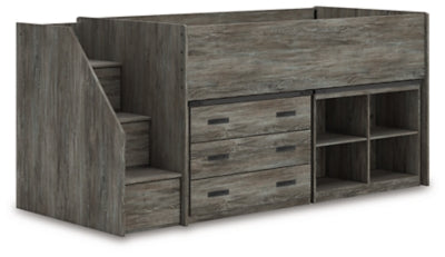Frandern Loft Bed with Bookcase and Drawer Storage - Plourde Furniture Co (Caribou, ME)