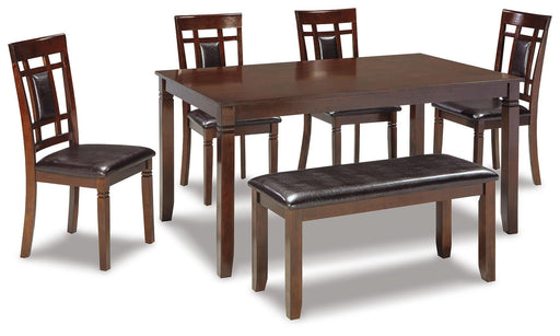 Bennox Dining Table and Chairs with Bench (Set of 6) - Plourde Furniture Co (Caribou, ME)