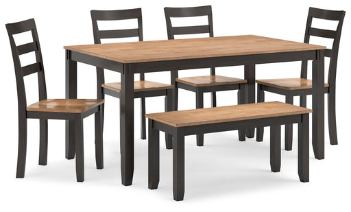 Gesthaven Dining Table with 4 Chairs and Bench (Set of 6) - Plourde Furniture Co (Caribou, ME)