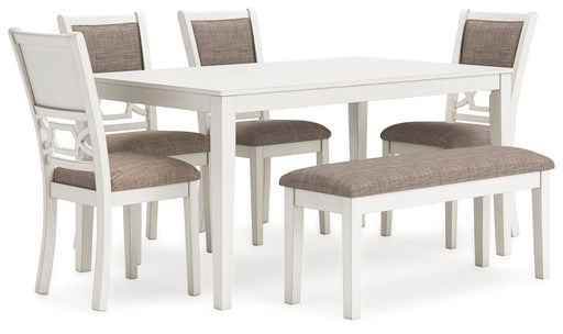 Erinberg Dining Table and 4 Chairs and Bench (Set of 6) - Plourde Furniture Co (Caribou, ME)